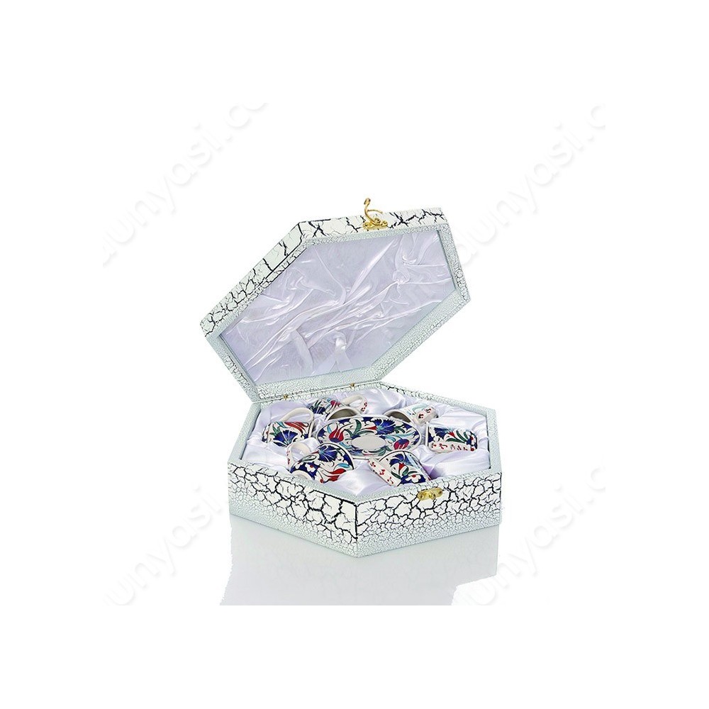 CK 523 Ahşap Kutulu Çinili Kahve Fincanı 2